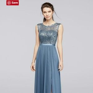 David's Bridal Bridesmaid Dress w/ Lace Bodice